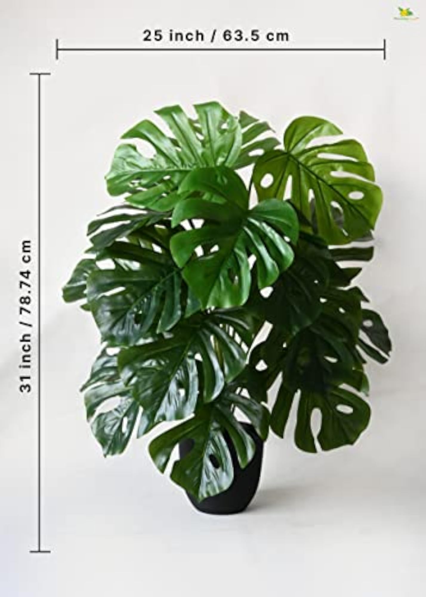 Artificial Monstera Plant with Black Pot, Ornamental Decor